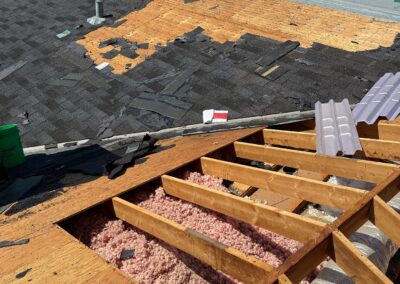 roof damage being repaired and fixed